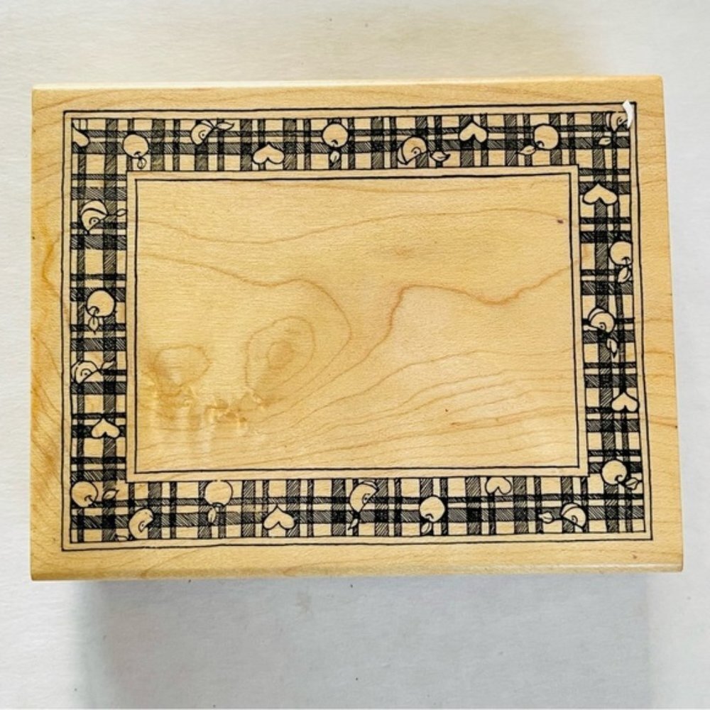 Wooden Rubber Stamp Border Square Stamp Scrapbooking Message Note Art Crafts